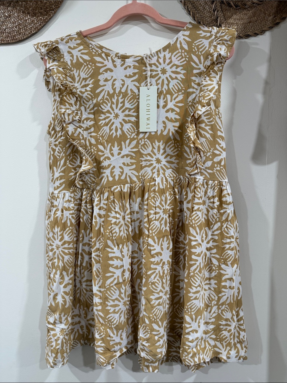 Alohiwai Woman’s Mustard Floral Ruffle Sundress